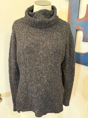 Madewell Dark Heather Black Speckled Turtleneck Sweater Sz S